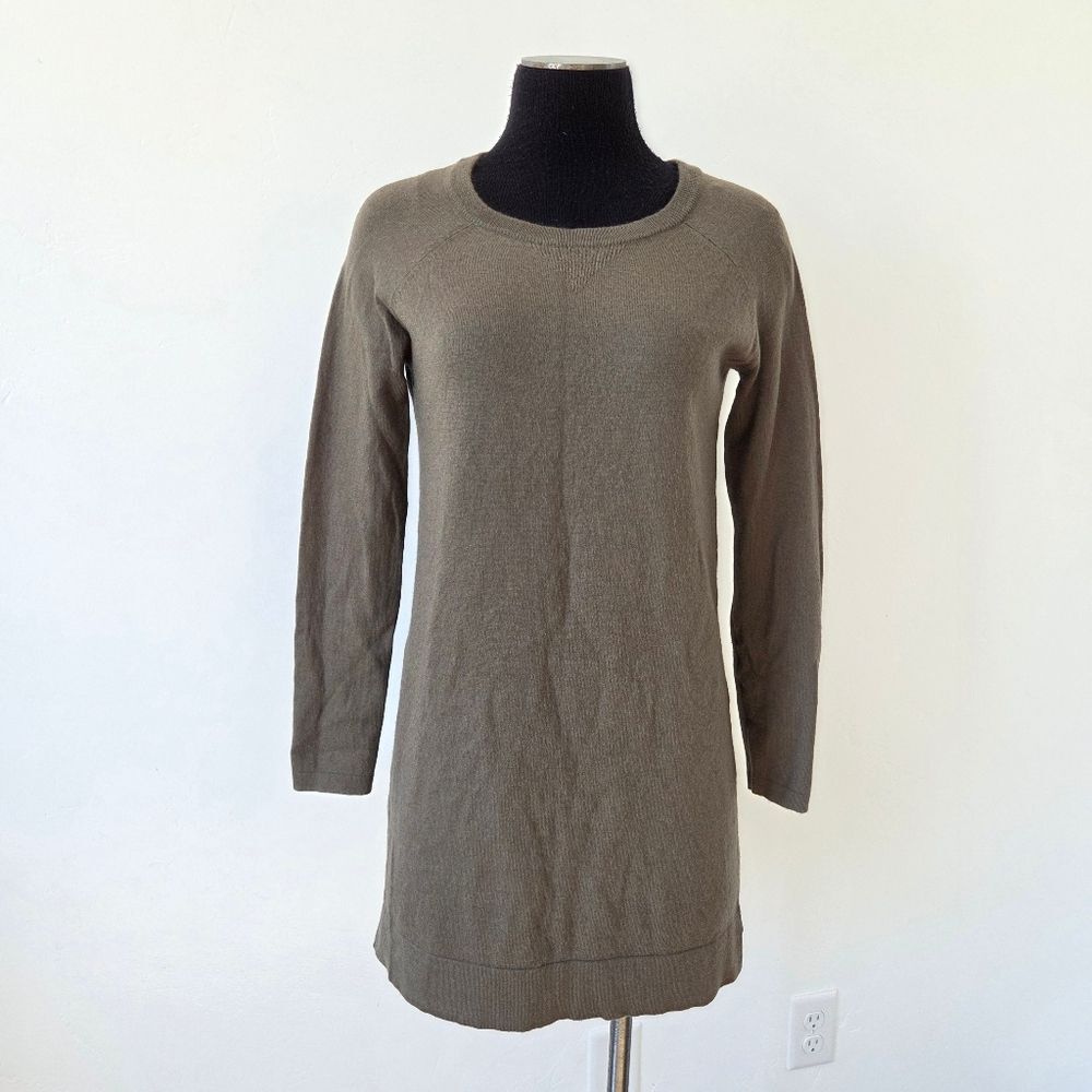 dip Olive Army Green Tunic Top Mini Dress Tight Knit Comfy Autumn Winter Cozy M